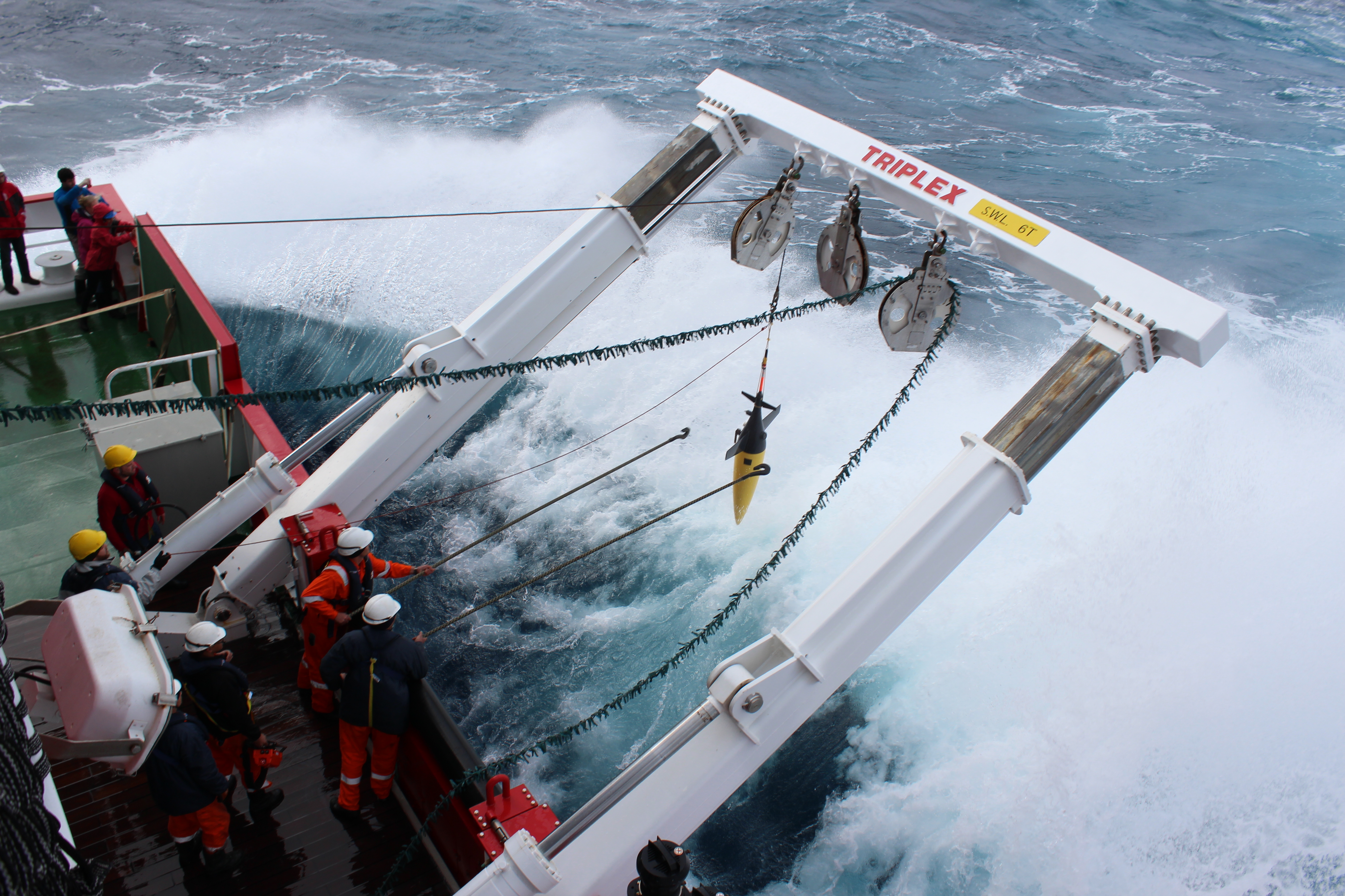 Glider Deployment at sea Photo courtesy of Ocean Obs SSwart 